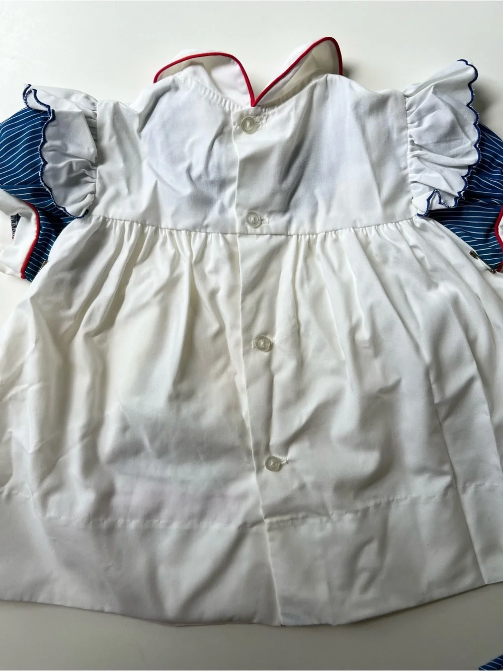 Vintage Nautical Sailboat Baby Dress and Bonnet Set